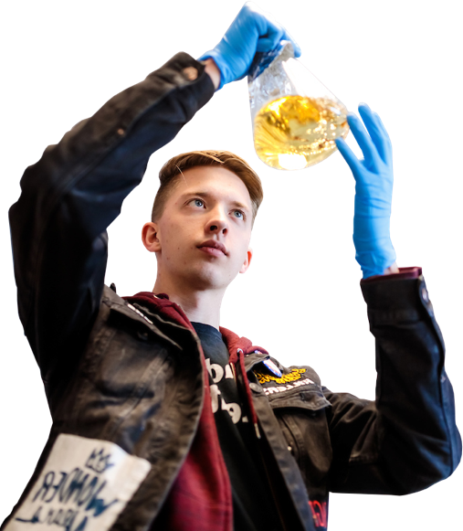 science student with a beaker
